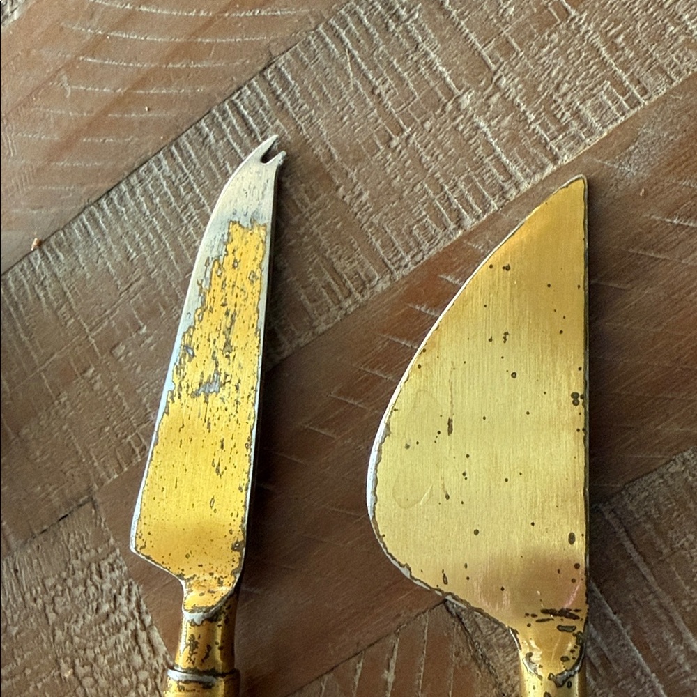 West Elm Gold and White Cheese Knife Set - Picture 3 of 6